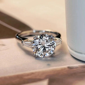 Three Stones 1/3Carat Moissanite Diamonds Rings Silver Engagement Wedding Band Fine Jewellery with GRA Certificate